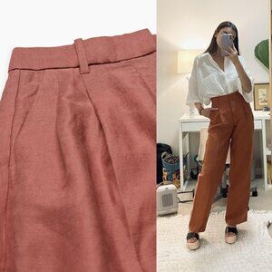 Wilfred The Effortless Linen Pant in Mocha Sorbet Wide Leg High Rise Size 00